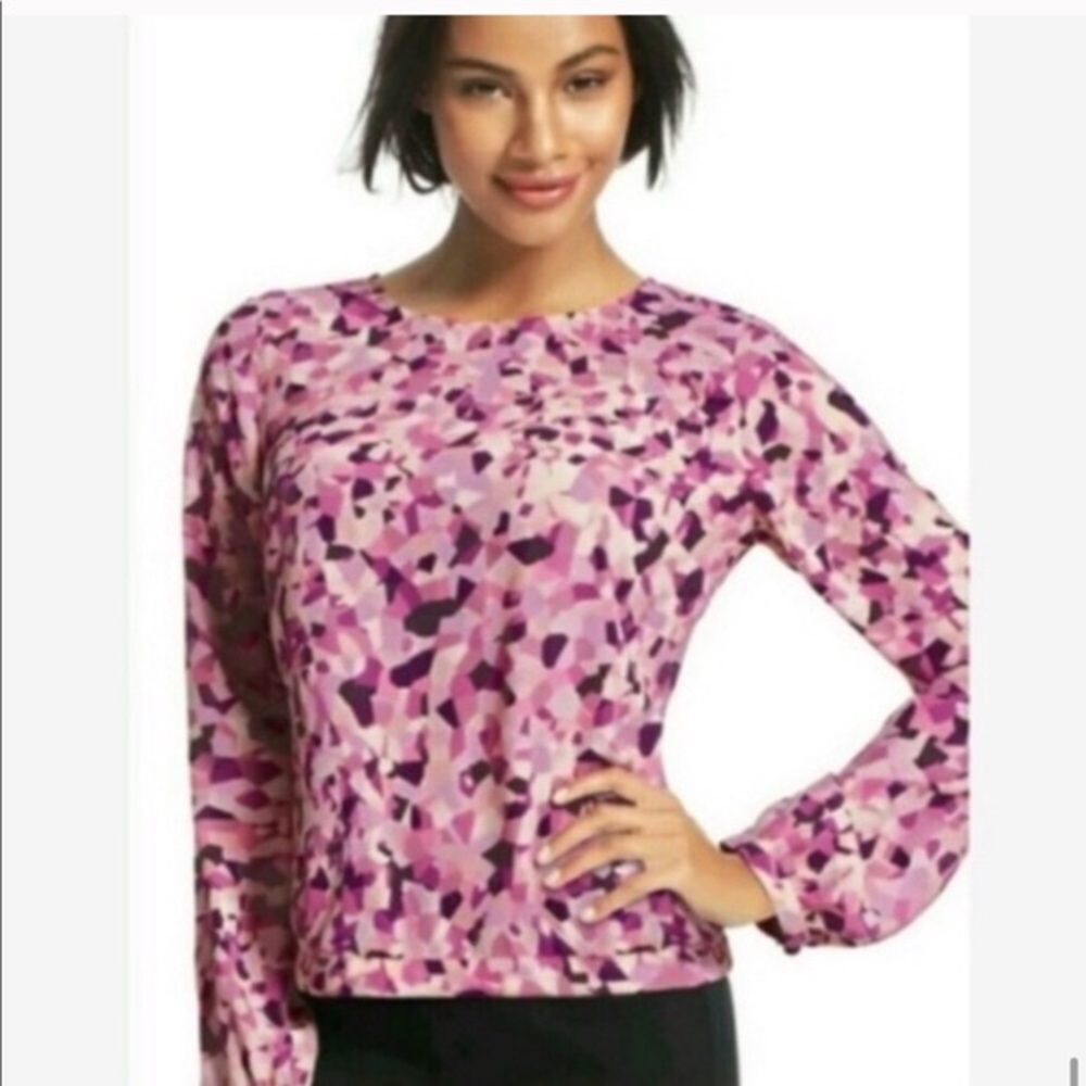 CAbi pink geometric blouse